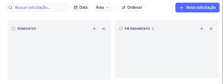 Tela de solicitações da Contfly